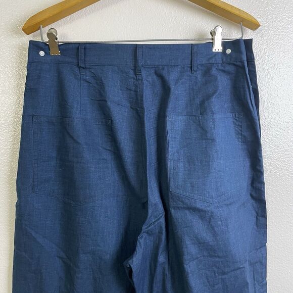 SasquatchFabrix Pants Large Womens Blue Snap Adjustable Wide Cotton Japanese - Picture 10 of 13